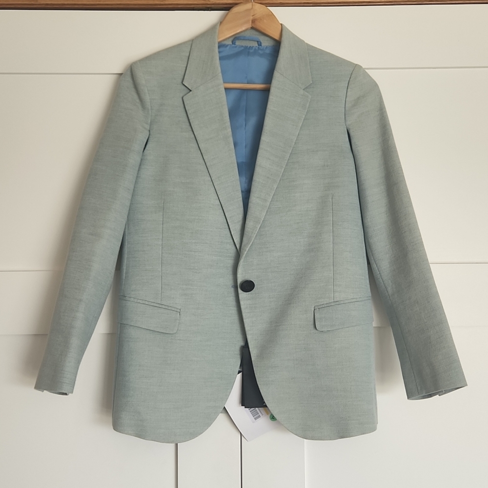 NWT Neil Barrett light blue cotton Hybrid Cape Jacket blazer size 38